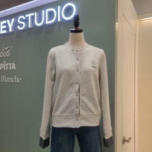 [수스]분또 소매배색가디건 S261BKT255 /라이트그레이