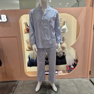 [솔브] 면 100 블루 체크 남성 파자마 잠옷 SPA2605M