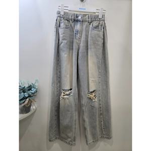 [에꼴리에]사이드 폴딩 무릎 찢청 빈티지진 26A12540