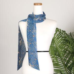 [샵앤]플라워 국산 쁘띠 플리츠 스카프 DRN-WSC-0314-블루