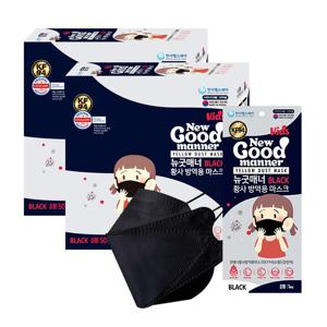 굿매너 KF94 소형 블랙 100매 어린이 황사 방역용 마스크