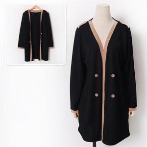 [시드마켓]배색 견장 롱가디건 211B365S 빅사이즈 여성 (9200886