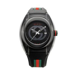 구찌 YA137107 SYNC 남성 러버 쿼츠 46mm