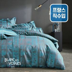 [BDV] 프랑스직수입 코튼사틴 자카드 이불베개커버+누빔패드+매트리스커버 Q 누아르블루