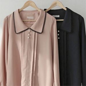 [시드마켓]핀턱 카라 펄버튼 블라우스 302G647S 빅사이즈 여성 (