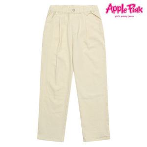 [애플핑크]밴딩 원턱 배기 면팬츠