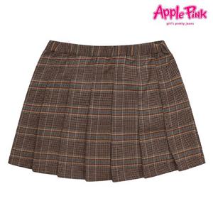 [애플핑크]밴딩 체크 플리츠 스커트