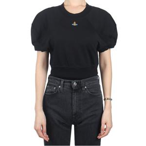 비비안웨스트우드 여성 풋볼 크롭 반팔티 블랙 1G01000A J001M N401