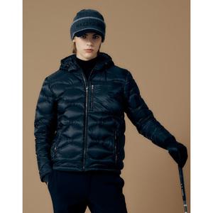 헤지스 골프 24FW 블랙 남성 물결퀼팅 구스다운 두잉성 아우터 HUJU4D714BK