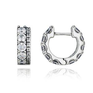 [판도라 PANDORA] 290058C01 더블 밴드 파베 후프 실버 귀걸이