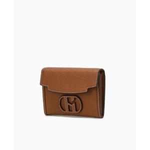 [헤지스ACC] 브라운 H패치 소가죽 플랩 카드지갑 HIHO5E540W2