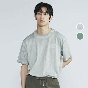 [버커루]남성 20수 자수 다잉 루즈핏 반팔 티셔츠 B232TS085P