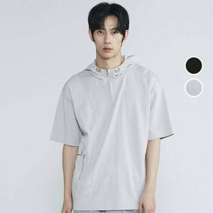 [버커루]남성 나일론 오버핏 후드 스트링 반팔 티셔츠 B232TS310P