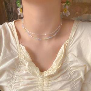 아트박스/이룸 클리어 투명 비즈 구슬 진주 삐삐 목걸이 초커