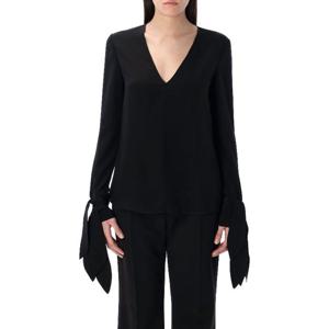 지방시 브이넥 롱 슬리브 보우 블라우스 25PBW61DN14M8 001