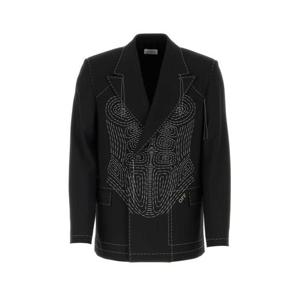 오프화이트 가죽 자켓 OMEW001S23FAB002 1001 Black