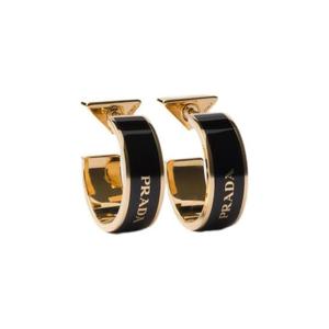 프라다 메탈 이어링 블랙 골드 1IO346-2BA6-F0J05