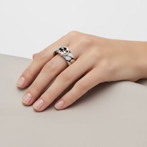 구찌 인터로킹 에나멜 체인 반지 661515 J8400 0728 8MM 실버