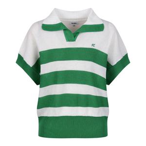 플레이블 여성 빅 스트라이프 쿨링 캡소매 니트 MK4MP335