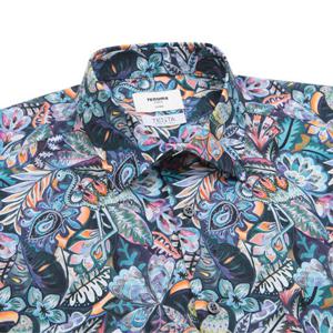 [레노마셔츠] RQSSG1-073NY 수입원단 TEXTA 면스판 트로피컬 페이즐리 프린트