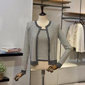 [반에이크]VB5YKCM319P_배색 단가라 나시 SET 가디건