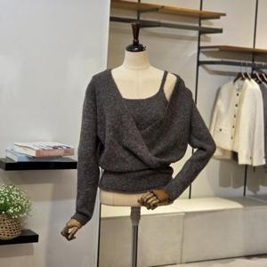 [반에이크]VB5YKTMG11P_보카시 나시SET 밑단꼬임 니트