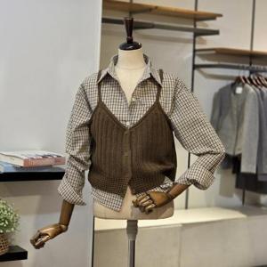 [반에이크]VB5YBLM306P_체크 뷔스티에 SET 셔츠