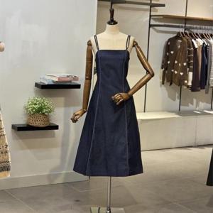 [반에이크]VB5YDOM301Z_스티치 뷔스티에 데님 원피스