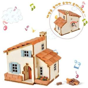 DIY 조립 태엽 오르골 스페인풍 집 만들기