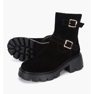 [무크]여성 투버클 포인트 청키 앵클부츠 522657 IA 블랙