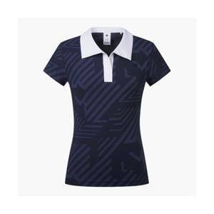 데상트 GOLF 여성 와이드 카라 패턴 반팔티셔츠 (DP22WFTS63) DP22WFTS63_NAVG 280139