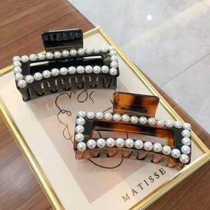 진주 라인 스퀘어 빅사이즈 헤어핀(10.5cm)