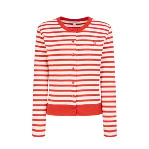 헤지스 여성 26SS 레드 스트라이프 면 가디건 HSTS6A203R2