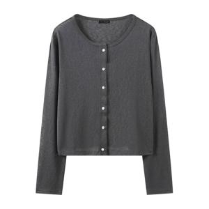 [보니스팍스]무지 라운드 버튼업 긴팔 가디건 (XQ1CK001L0)