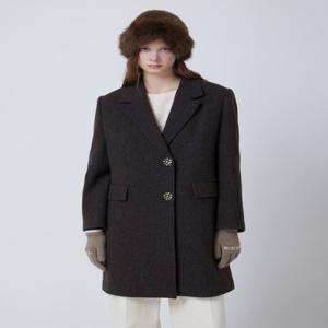 듀엘 버튼 디테일 헤링본 울 자켓 D254MSF042
