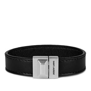 생로랑 로고 각인 가죽 팔찌 756749AACJA1000 BLACK