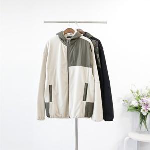 [엠클로]남자 오버핏 배색 후리스 후드집업 남여공용 2컬러