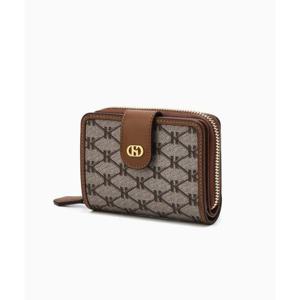 [헤지스ACC] H장식 브라운 시그니처 패턴 반지갑 (지퍼 동전수납) HIWA5E835W1