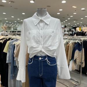 [에고이스트]꼬임 포인트 크롭 블라우스 EQ3WB263_DG