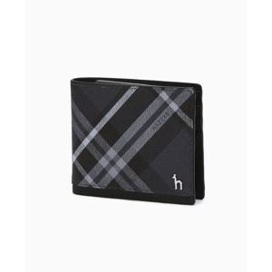 [헤지스ACC] 블랙 체크 가죽 2단 반지갑 HJWA5E866BK