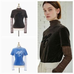 [에고이스트]하이넥메쉬 벨벳셋트 티셔츠(EP4CL062)_DG