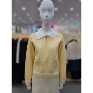 [플라스틱아일랜드]배색디테일 카라 니트 가디건 PQ4KG581_DJ