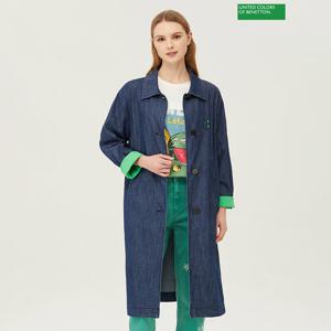 베네통 소매 배색 데님 코트 BACT02411