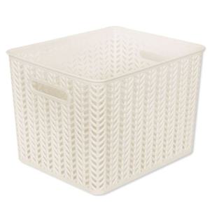 헤링본 오픈 바스켓 바구니 7호 화이트