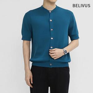 [빌리버스]빌리버스 남성 여름 니트 기본 라운드 가디건 BXR023