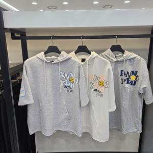 [나인마이너스투]등판 빅워딩 반팔 후드티 LO3TU648_SC