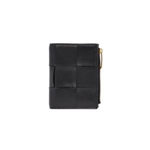 보테가 베네타 스몰 카세트 폴더형 지퍼 지갑 블랙 742698VCQC48425