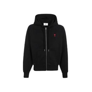 아미 하트 로고 코튼 후드 집업 블랙 USW415-747-001