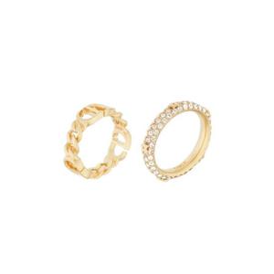 디올 쁘띠 CD 링 세트 골드 피니쉬 메탈 화이트 크리스탈 R1287WOMCY-D301