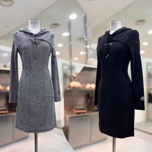 [에고이스트]소매 자수 후드 미니 원피스 EP1CO160HJ_DG